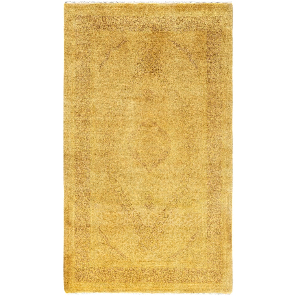 Overdyed One-of-a-Kind Hand-Knotted Area Rug - Yellow - 3' 1" x 5' 5"