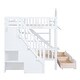 preview thumbnail 82 of 98, Bunk Bed Castle Playhouse Solid Wood Stairs Bed Frame with Storage Shelves & 2 Drawers, Children's Slide Bed with Guardrail