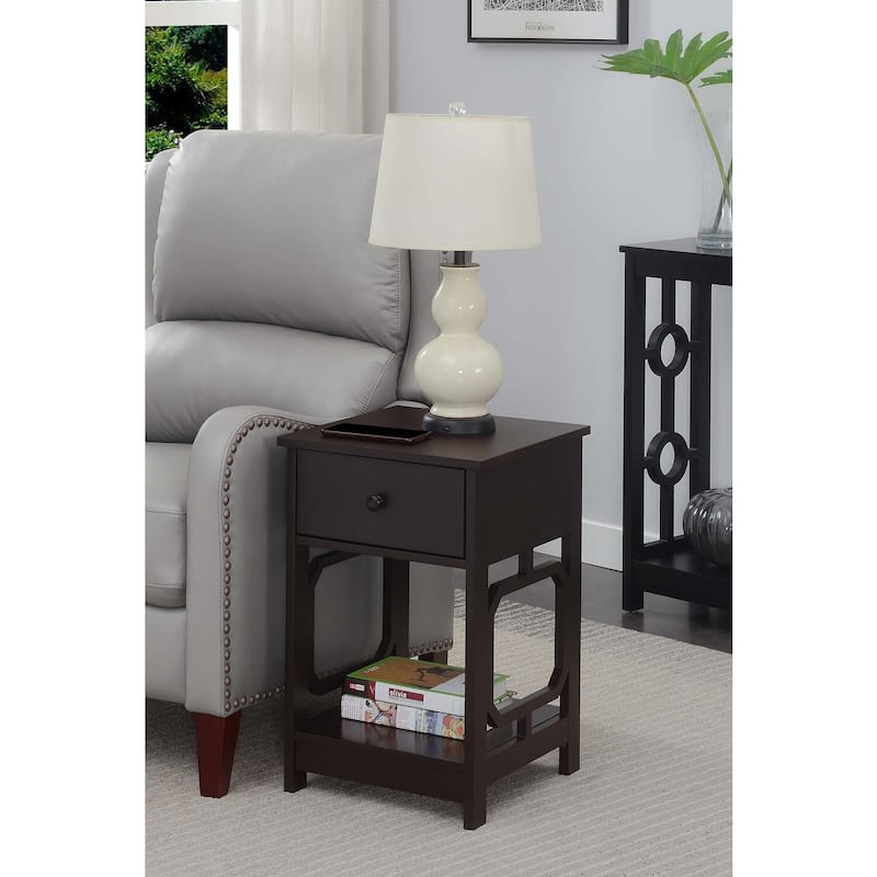 End Table with Drawer & Shelf - Modern Accent Table, Living Room Side Table, Espresso Finish - 24