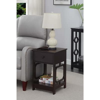 End Table with Drawer & Shelf - Modern Accent Table, Living Room Side Table, Espresso Finish - 24