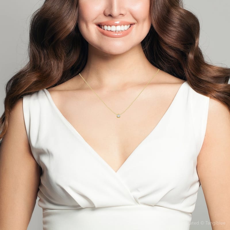 Bliss Diamond 1/2Ct Diamond Bezel Pendant Solitaire Necklace Yellow Gold Lab Grown