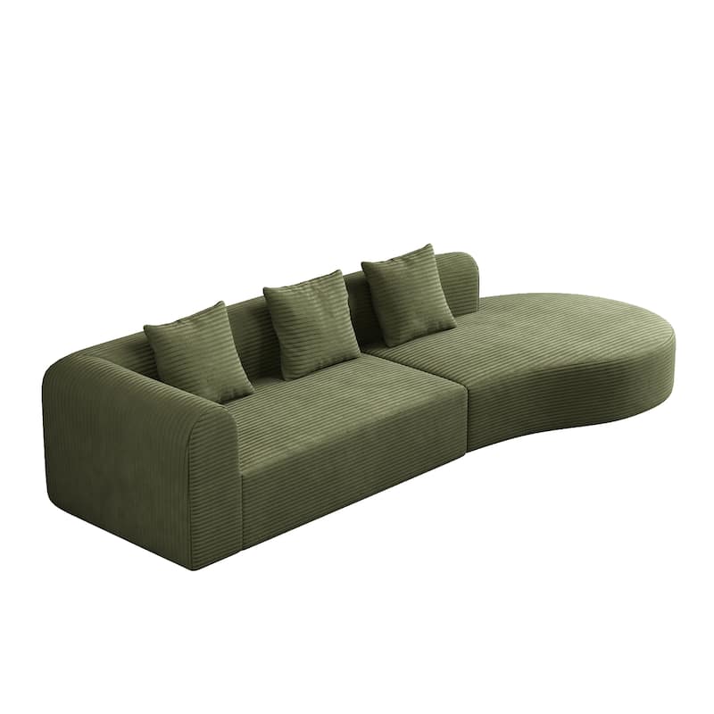 123.2" Corduroy Cloud 4-Seater Sectional Sofa