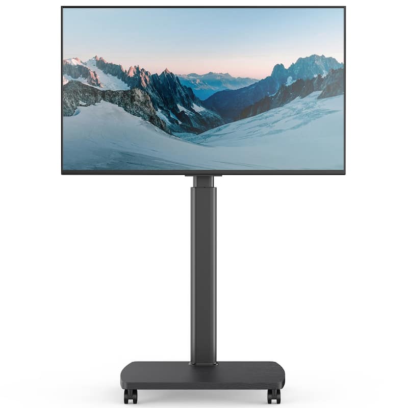 AOKCOS Modern Rolling TV Stand with Wheels for 43 to 75 inch TVs - Black