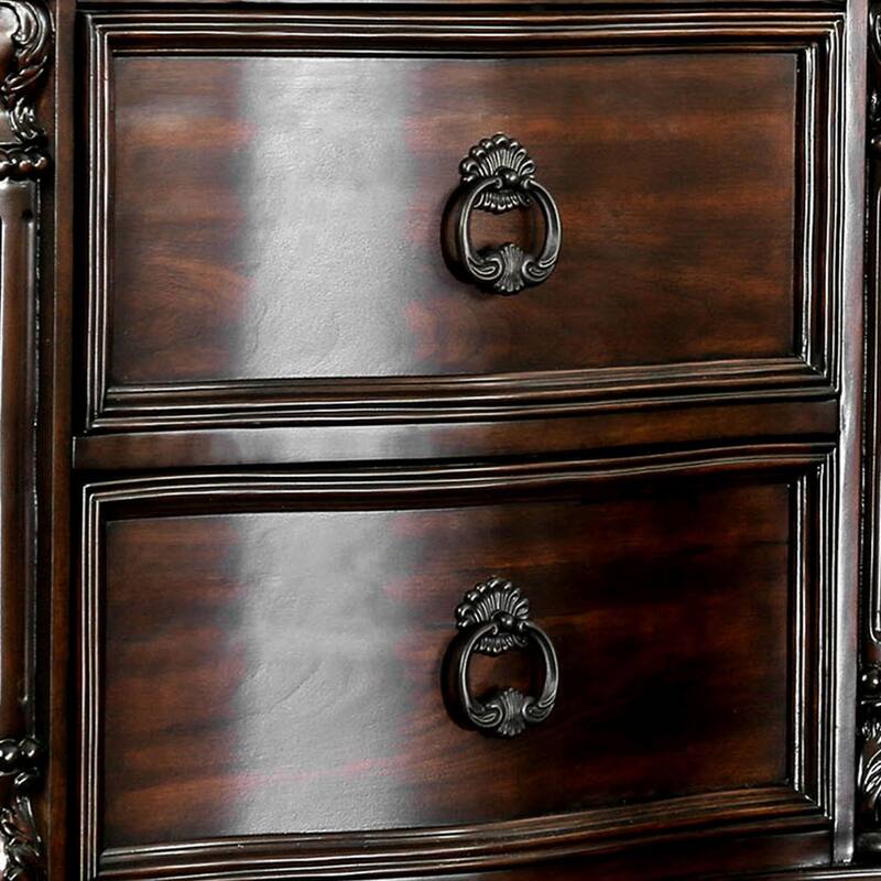 Transitional Wood Night Stand With Genuine Marble Top, Brown