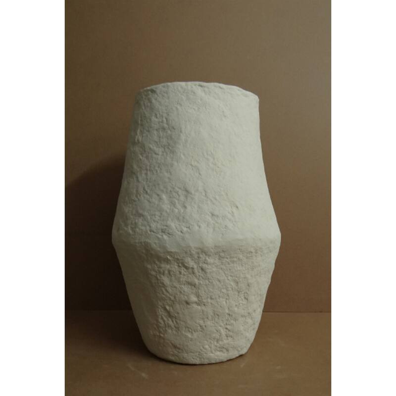 Paper Mache Vase Dia 23" Off-White