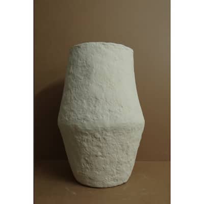 Paper Mache Vase Dia 23" Off-White