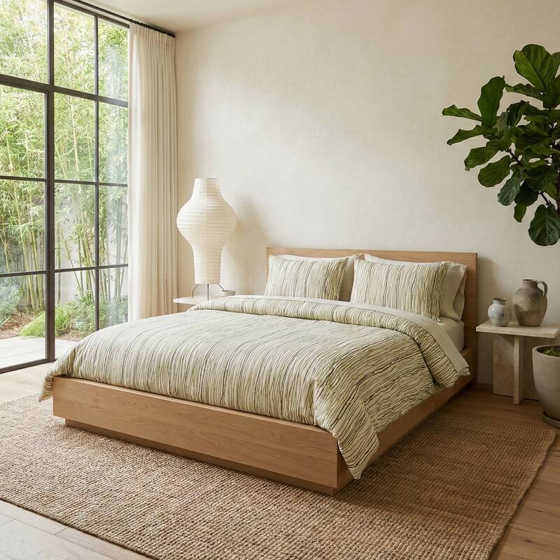 Magnolia Home Fashions Meander Palm Duvet cover & shams Set