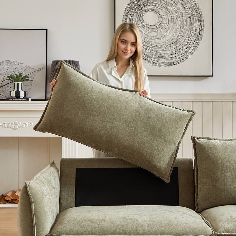 Convertible Chenille Sleeper Sofa Couch with Pillows, Modern Design for Living Rooms