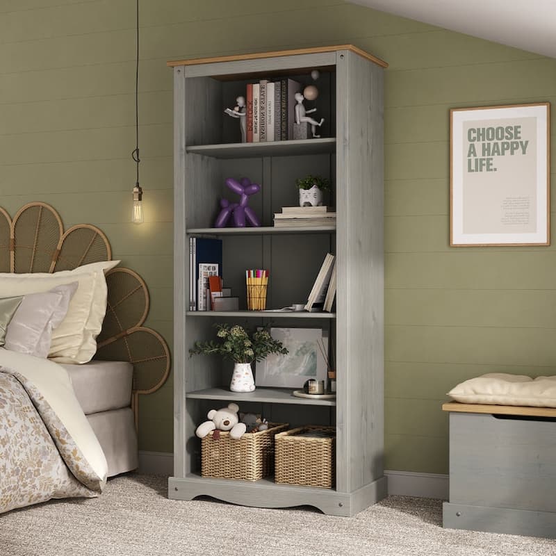 Wood Bookcase 5 Shelf Corona Collection | Furniture Dash