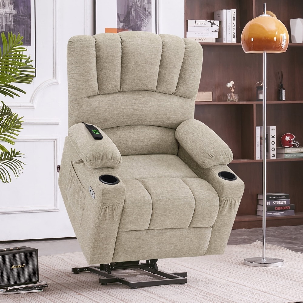 MCombo Power Lift Recliner Chair, Massage and Heat for Elderly, Extended Footrest,Cup Holders, USB Ports 7095