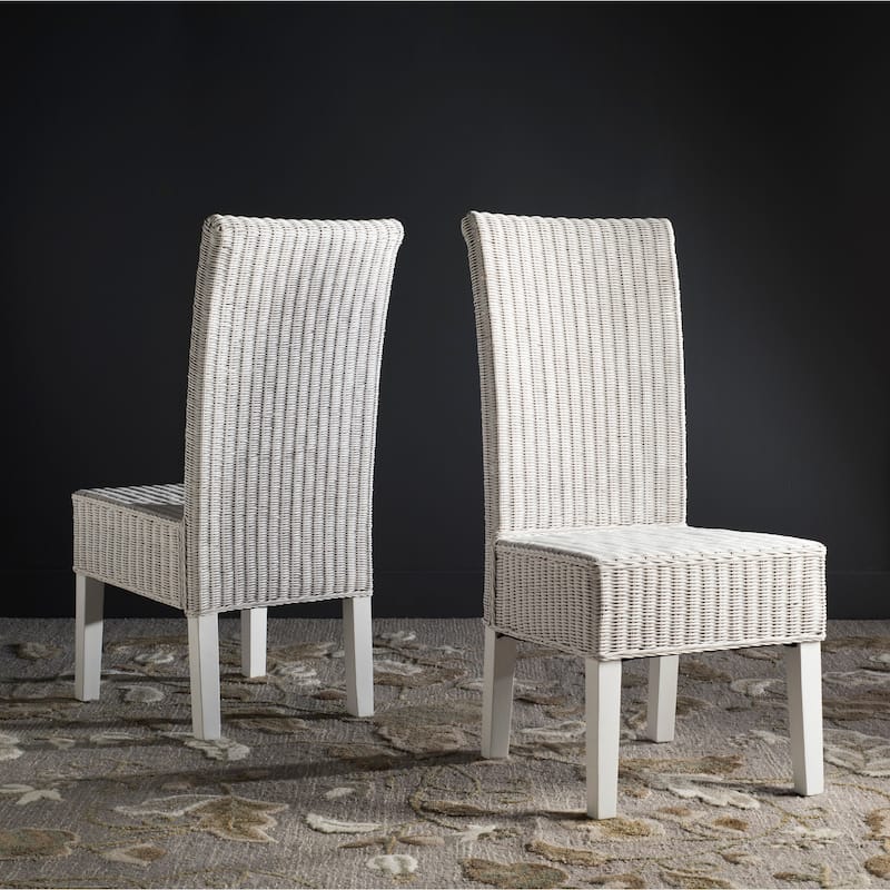 SAFAVIEH Jorine Grey Wicker Dining Chair (Set of 2) - 18.1" x 13.2" x 40.1" - 18Wx13Dx40H - White