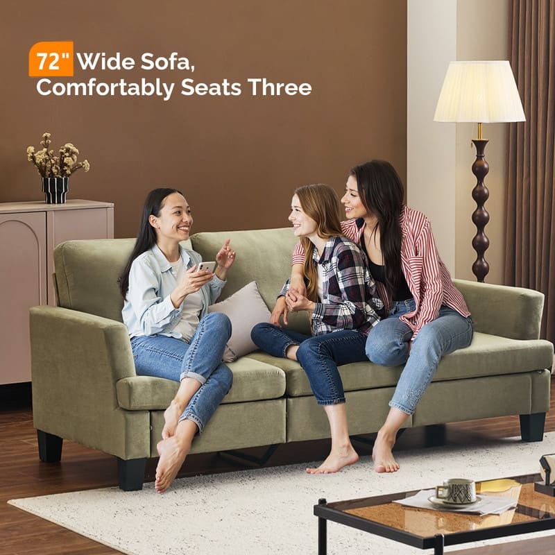 83.5" Upholstered Square Arm Suede Sofa