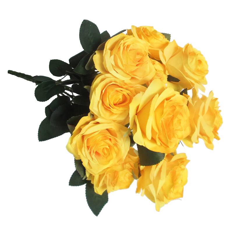 Set of 2 Artificial Queen Rose Flower Stem Bush Bouquet 18in