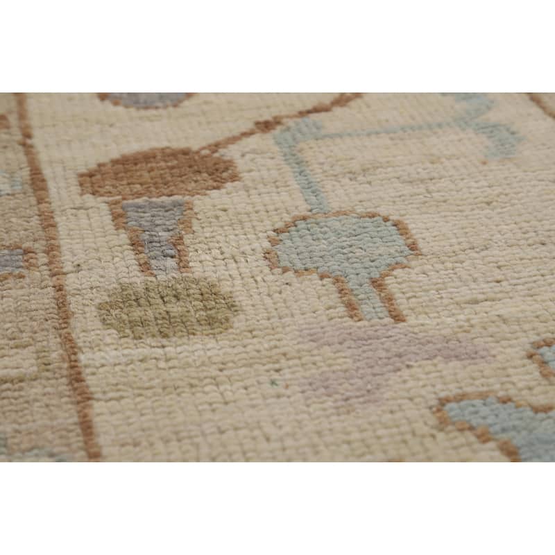 Hand Knotted Oriental 100% Wool Carpet Transitional All-Over Greys & Charcoal Oushak Area Rug - 12' 0'' X 9' 2''
