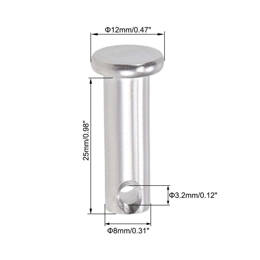 Single Hole Clevis Pins - Flat Head 304 Stainless Steel Link Hinge Pin