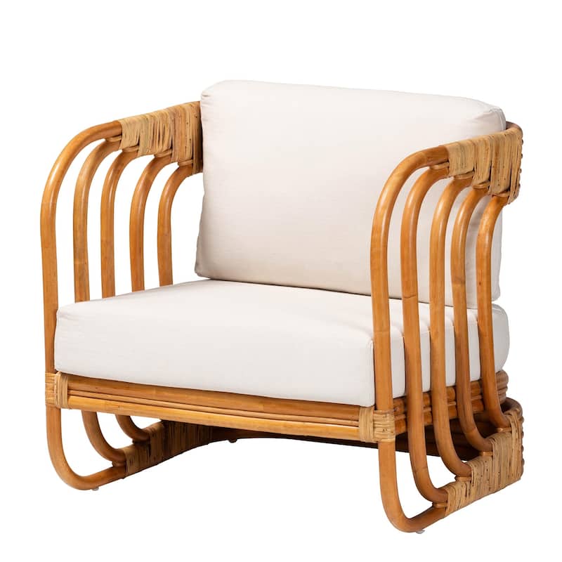 Corsa Modern Bohemian Natural Rattan Arm Chair - Natural
