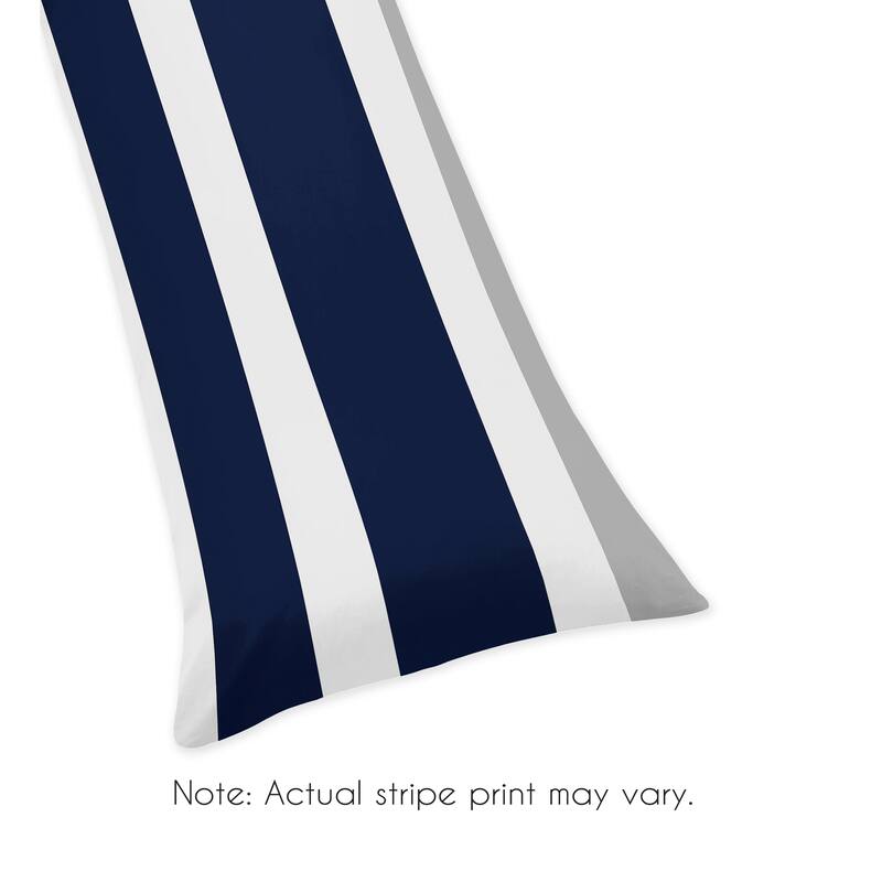 Sweet Jojo Designs Navy Blue and Gray Stripe Collection Body Pillow Case - Multi