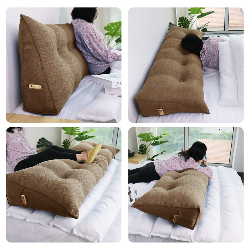 Bed Rest Reading Pillow with Support Arms, Wedge Shaped Back Support and Cushion with Back Pillows for Sitting in Bed, Size: 40*45cm, Gray