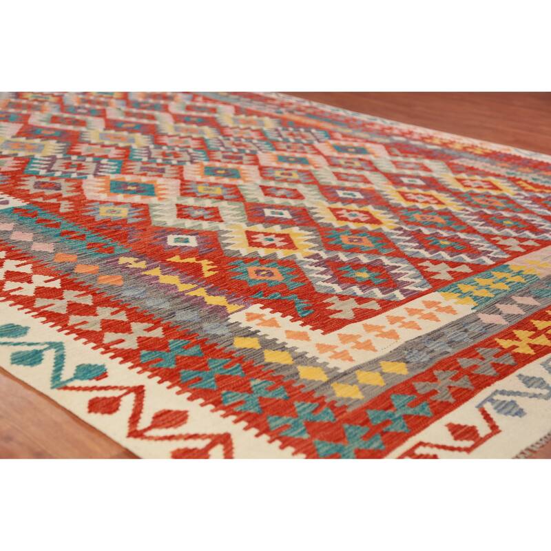 Kilim Oriental Area Rug Flatweave Reversible Tribal Wool Carpet - 8'8"x 11'4"