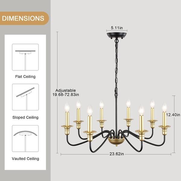 dimension image slide 1 of 4, 8-Light Rustic Candlestick Island Chandelier Linear Chandelier Lighting for Kitchen Island