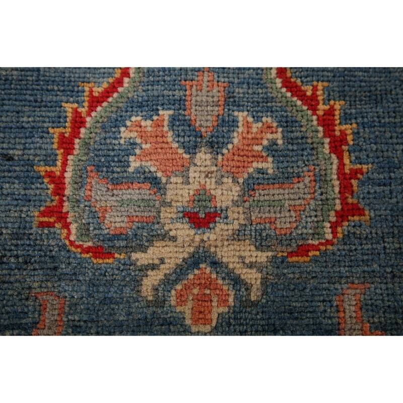 Blue Floral Oushak Oriental Area Rug Hand-Knotted Wool Carpet - 4'1" x 6'4"