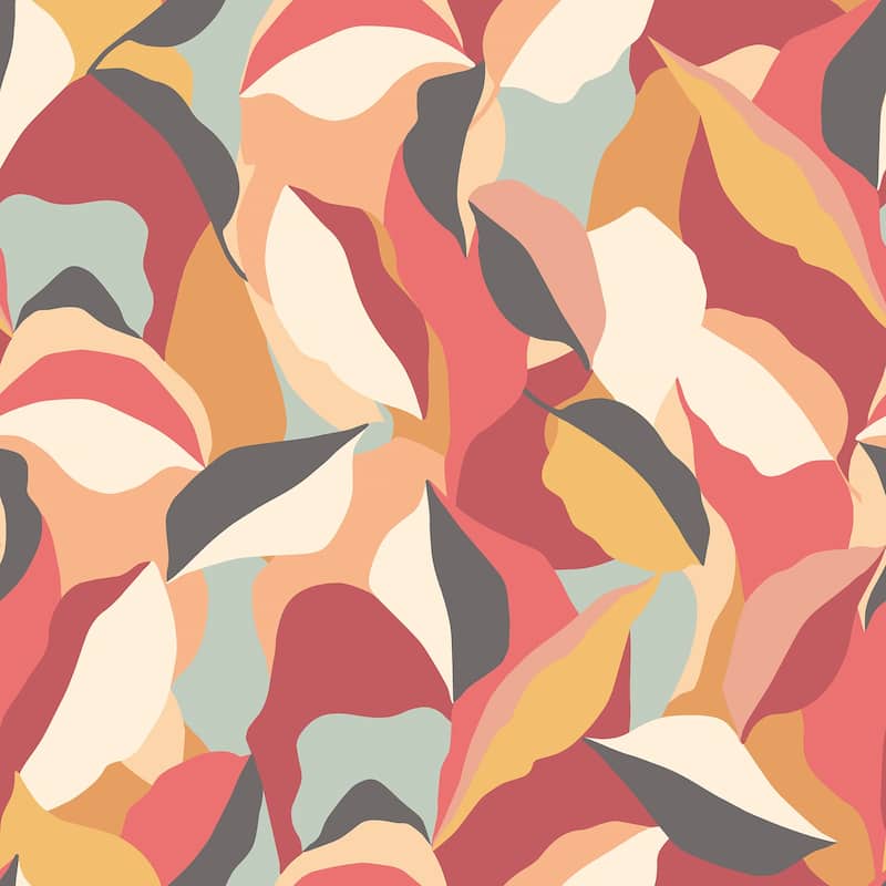 Hoopla Walls Leafy Patchwork Spice Mix Peel and Stick Wallpaper - N/A