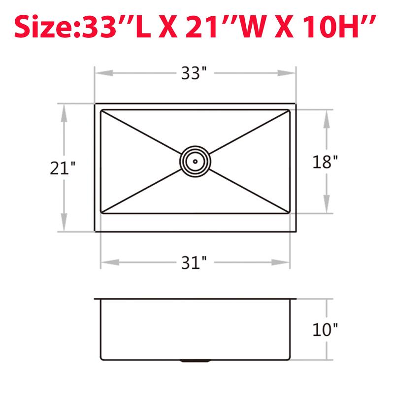 CB HOME 33"/36'' PRO Undermount Stainless Steel Kitchen Sink ,Single Bowl Farmhouse Sink with Front Flat Apron