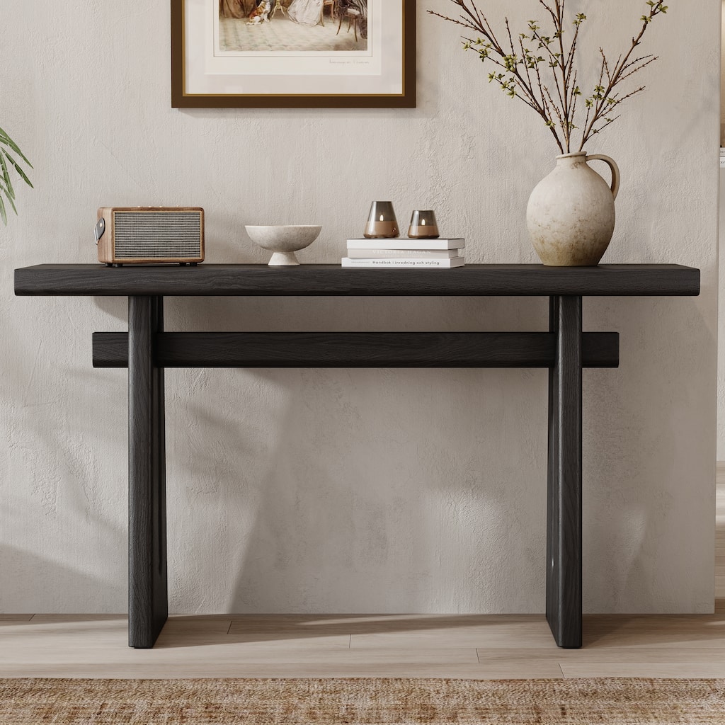 Black Console Table Hallway Table with Sled Legs, Rustic Entryway Table Side Table Accent Table for Living Room