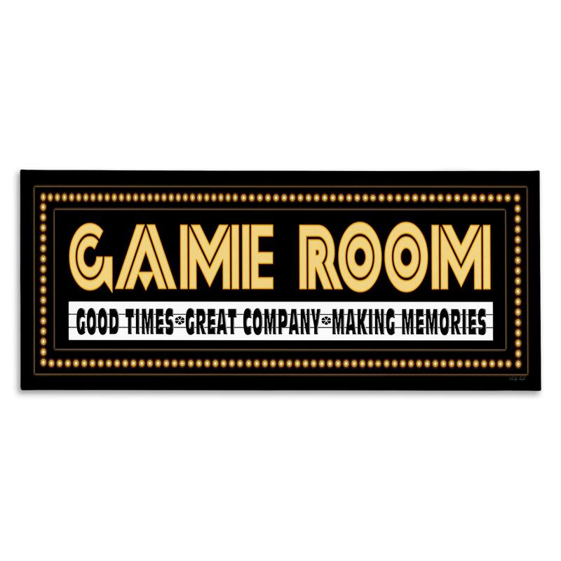 Stupell Arcade Game Room Quote Vintage Style Sign Canvas Wall Art - 13 x 30