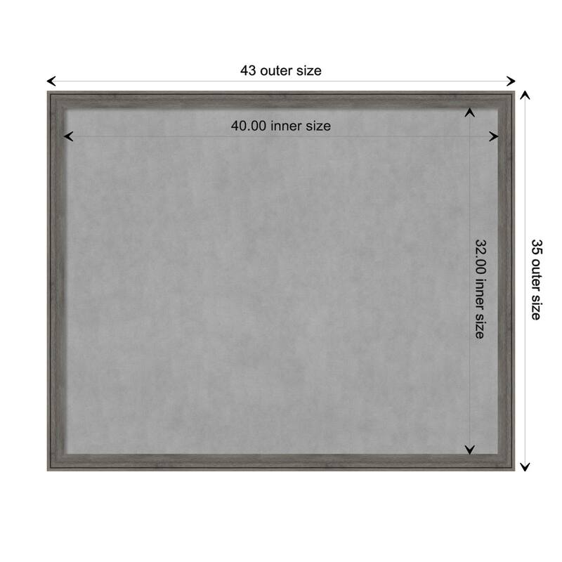 Amanti Art Regis Barnwood Grey Narrow Framed Magnetic Board - Board Size 40x32