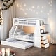 preview thumbnail 1 of 15, Twin over Full Bunk Bed with Trundle and Desk & 3 Drawers, White White