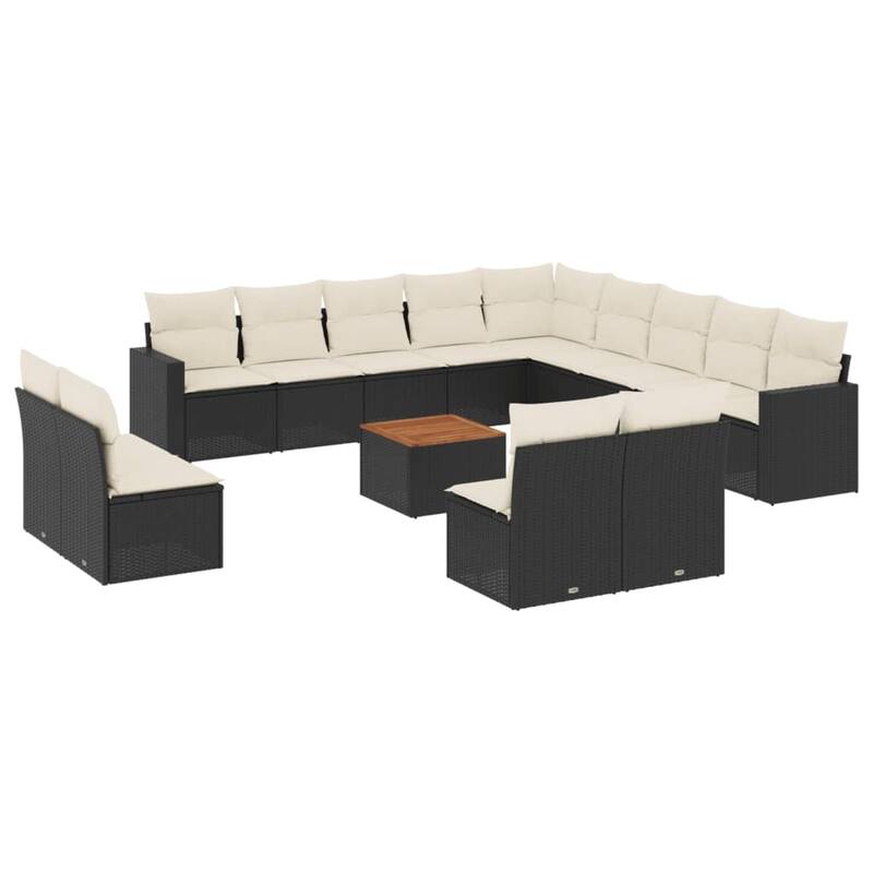 vidaXL Patio Sofa Set with Cushions Outdoor Furniture 14 Piece Poly Rattan - 24.4 x 24.4 x 27.2