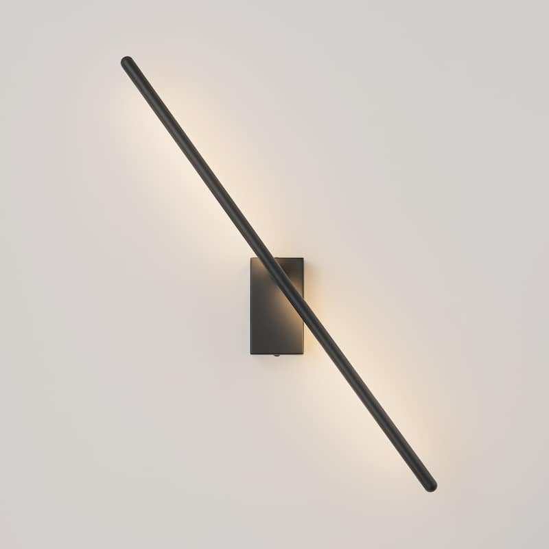 1-Light Modern Gold/Black Linear Bathroom Vanity Light Integrated LED 3000K Rotatable Wall Light