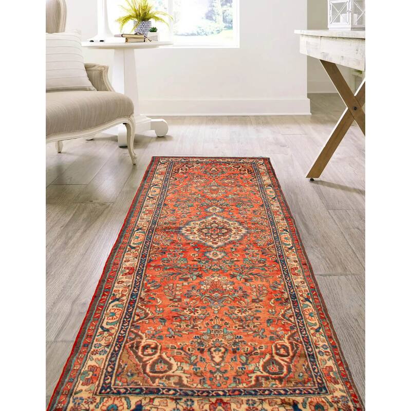 ECARPETGALLERY Hand-knotted Andelz Light Red Wool Rug - 3'7 x 9'5
