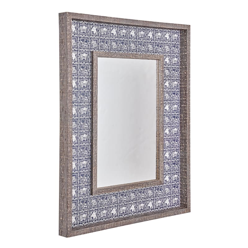 Kona Coast by Reyn Spooner Navy Lahaina Sailor Double Frame Mirror w/Lacquer - 22" x 28" - Blue and White (Lahaina Sailor)