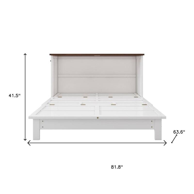 HomeRoots White Wood Queen Murphy Bed With USB And Drawer