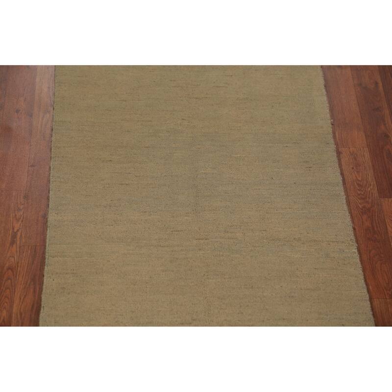 Green Gabbeh Oriental Runner Rug Hand-Knotted Hallway Wool Carpet - 2'8" x 10'9"