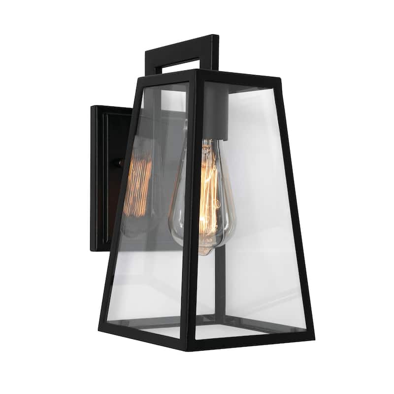 AFX Joplin 12'' Outdoor Sconce - Clear Glass Shade - Black Finish