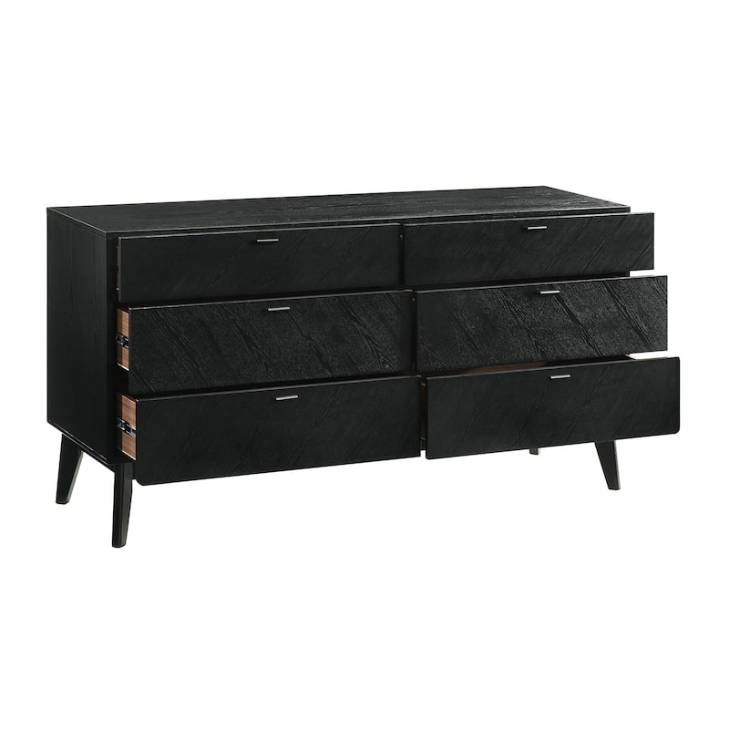 Petra 4 Piece Black Wood King or Queen Bedroom Set