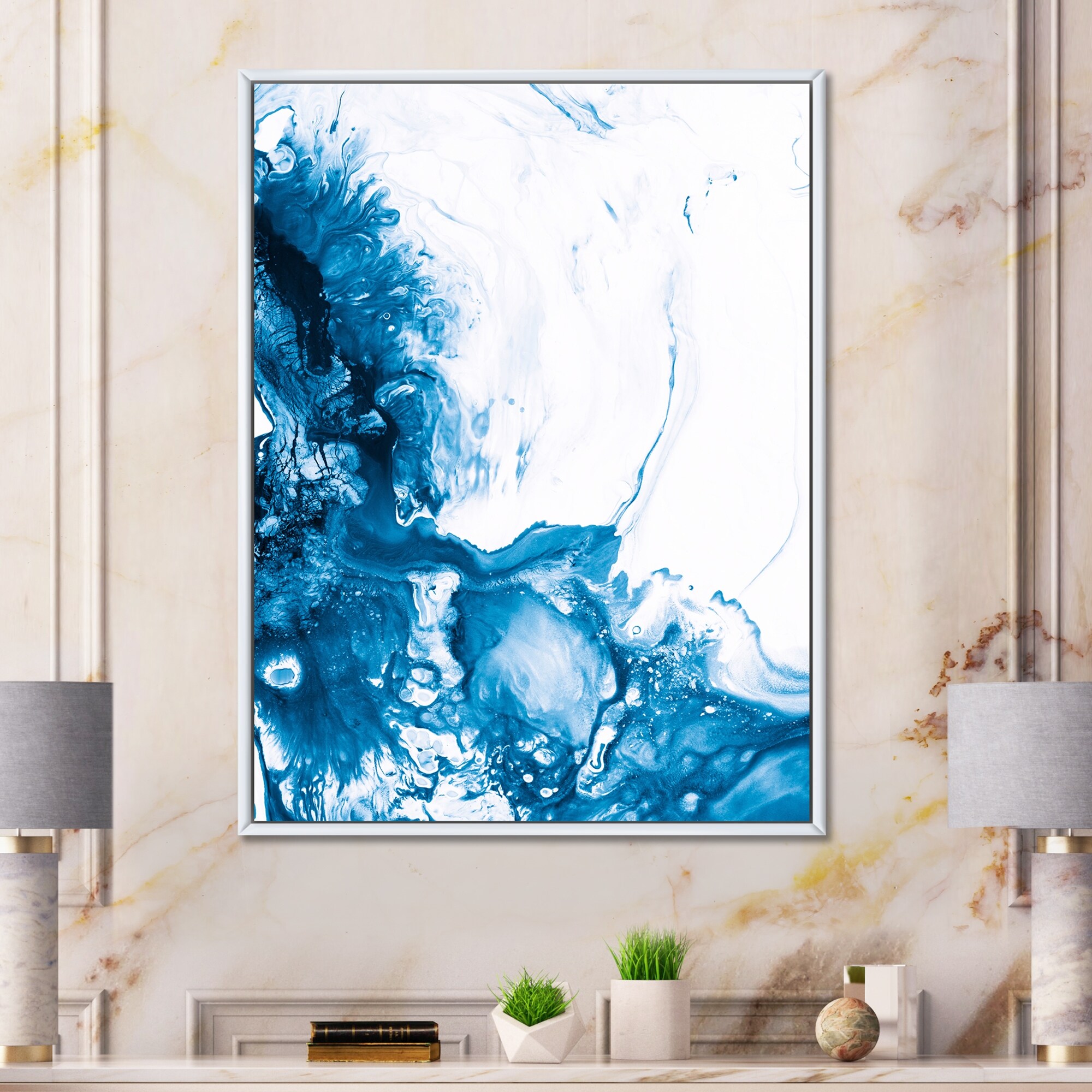 Light blue and white wall art outlet