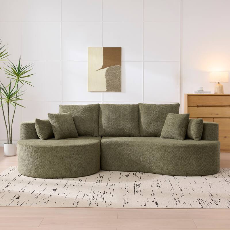 Christopher Knight Home - 106'' Cloud Curved Sectional Sofa with Right Chaise Lounge and Ultra-Soft Foam Comfort