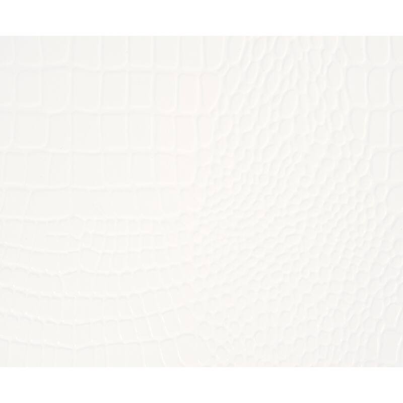 Glamorous White Nightstand, 2 Drawers, Faux Alligator Embossed Textured Front