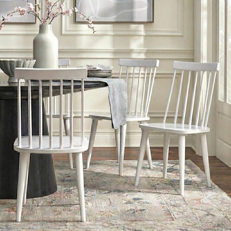 Lifestorey Lowry Solid Wood Spindle Dining Chairs (Set of 4)