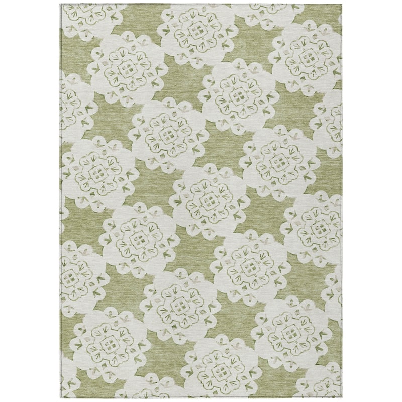 Machine Washable Indoor/ Outdoor Global Motif Chantille Rug