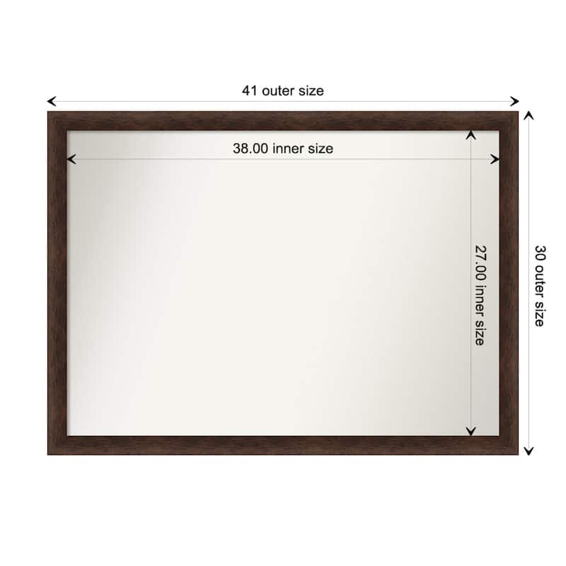 Warm Walnut Narrow Non-Beveled Wood Framed Wall Mirror - Warm Walnut Narrow - Glass Size 38x27