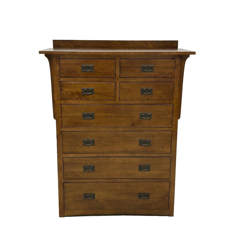Mission Quarter Sawn Oak 8 Drawer Dresser - Walnut