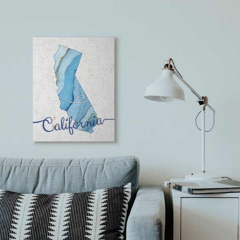 Stupell California Agate Blue US State Design Canvas Wall Art, Proudly Made in USA - 24 x 30