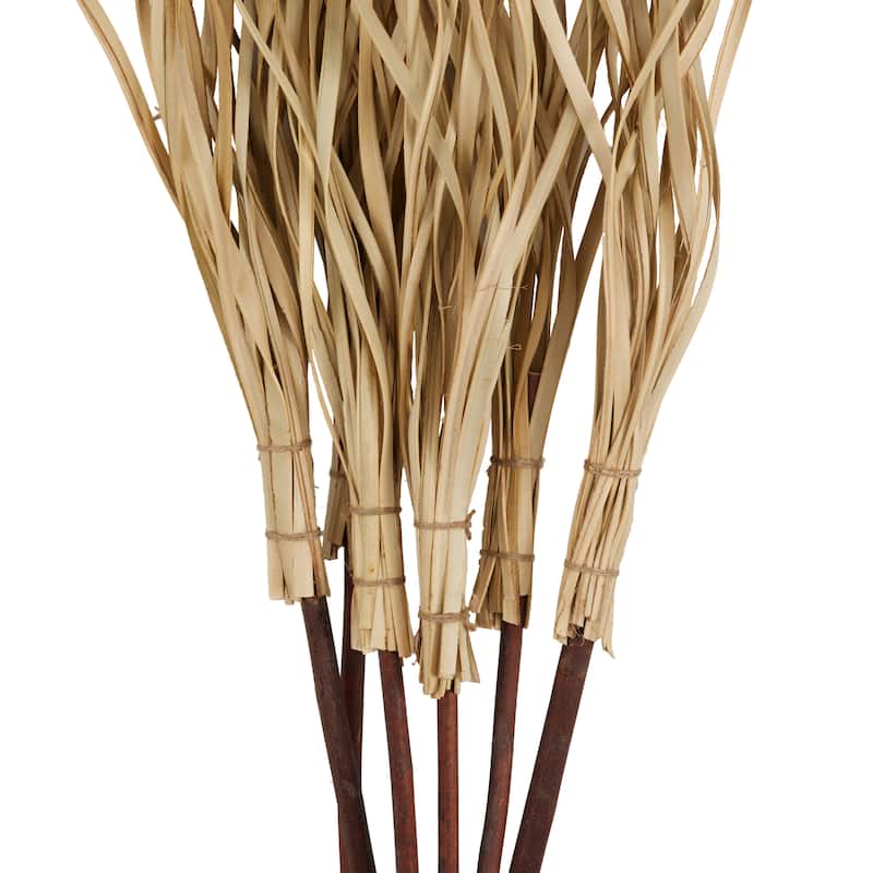 Palm Leaf Tall Home Decor Natural Foliage with Grass and Dark Brown Stems - Light Brown - Roche River Decor