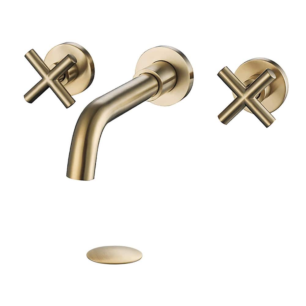 BATHLET Wall Mount Double Handles Cross Handle Bathroom Sink Faucet