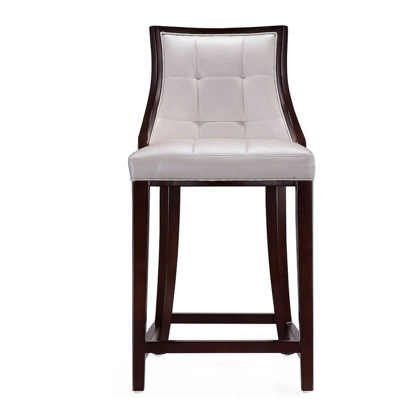 Manhattan Comfort Fifth Ave Dark Walnut Wood Counter Height Bar Stool (Set of 3)